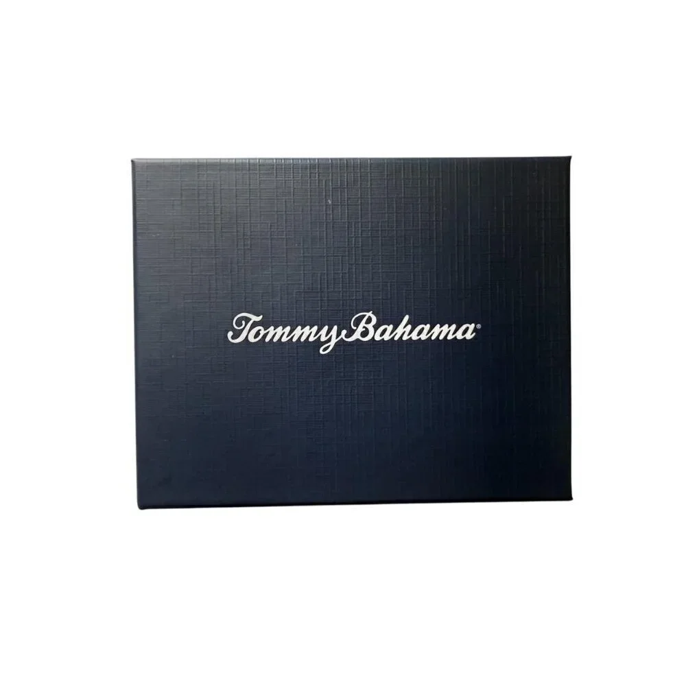 Tommy Bahama Mens Black Leather Laced Detail Card Slots Wallet Gift Boxed New